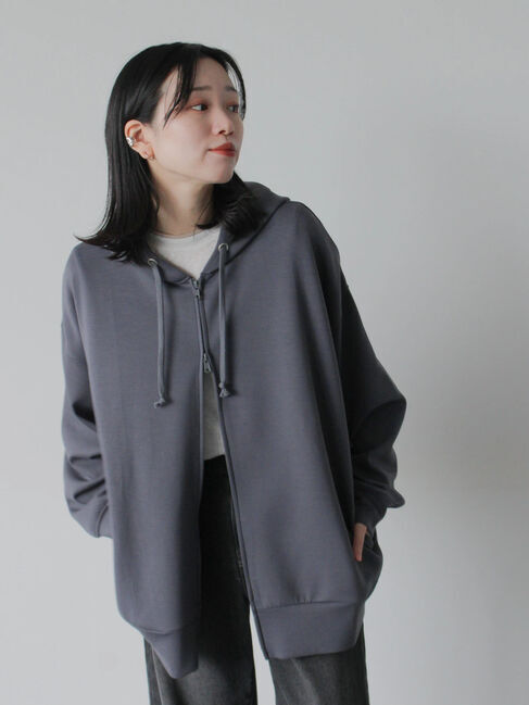 Samansa Mos2 blue「ダンボールジップパーカー」|Tシャツ・カットソー|