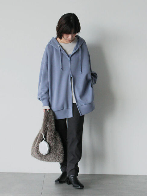 Samansa Mos2 blue「ダンボールジップパーカー」|Tシャツ・カットソー|