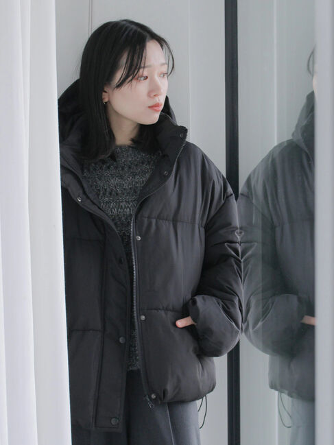 Samansa Mos2 blue「裾ラウンド中綿ブルゾン」|ブルゾン・スタジャン|ブラック