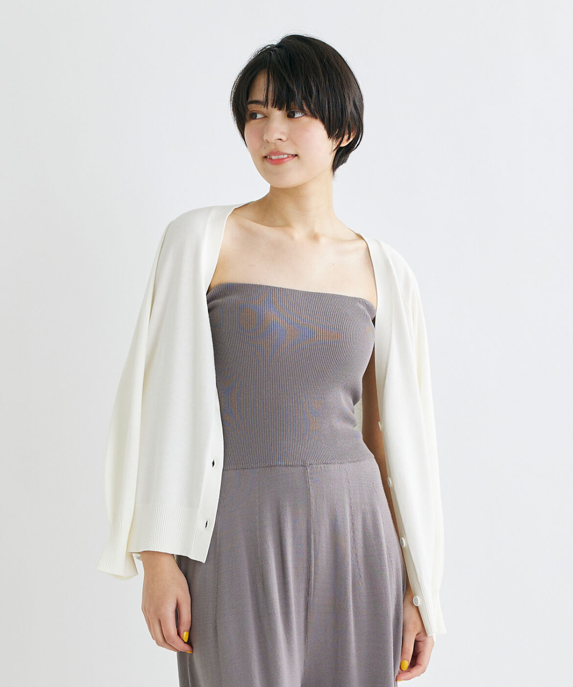 INED「《INED CLARO》ヴィスコースエステルカーディガン」|カーディガン|オフホワイト1