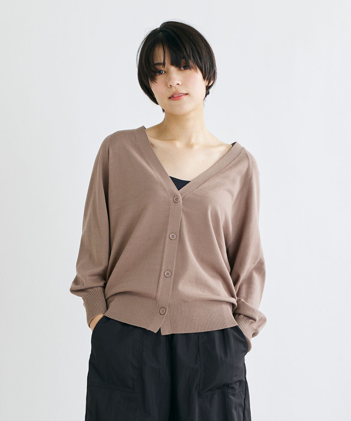 INED「《INED CLARO》ヴィスコースエステルカーディガン」|カーディガン|ブラウン