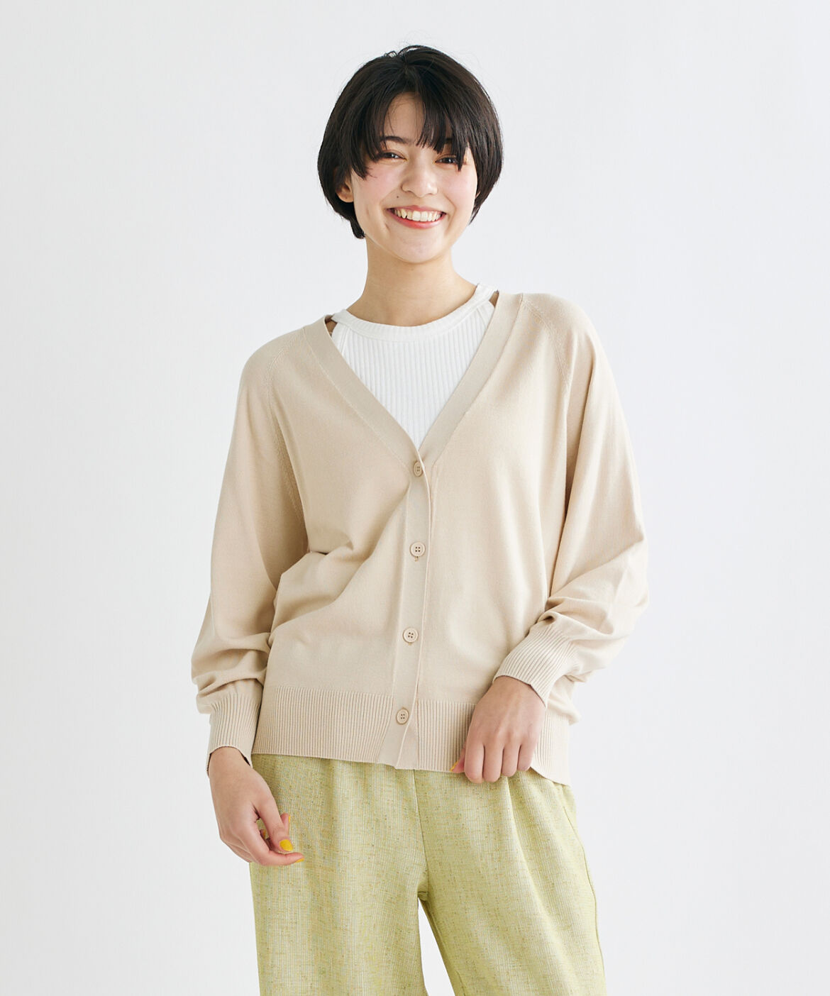 INED「《INED CLARO》ヴィスコースエステルカーディガン」|カーディガン|ベージュ2