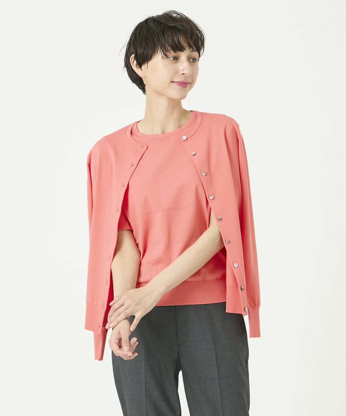 I.T.'S international「カラーニットアンサンブル《BIO SMART》」|カーディガン|サーモンピン 4
