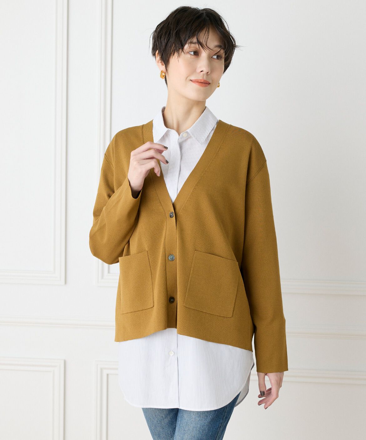 7-IDconcept.「《大きいサイズ》Vネックカーディガン」|カーディガン|キンチャ5