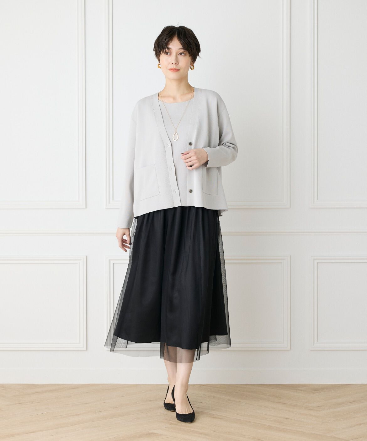 7-IDconcept.「《大きいサイズ》Vネックカーディガン」|カーディガン|