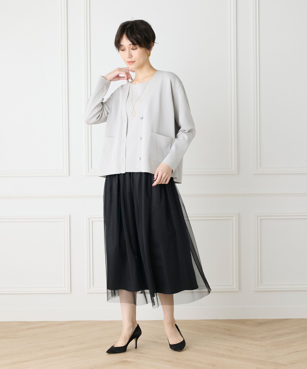 7-IDconcept.「《大きいサイズ》Vネックカーディガン」|カーディガン|