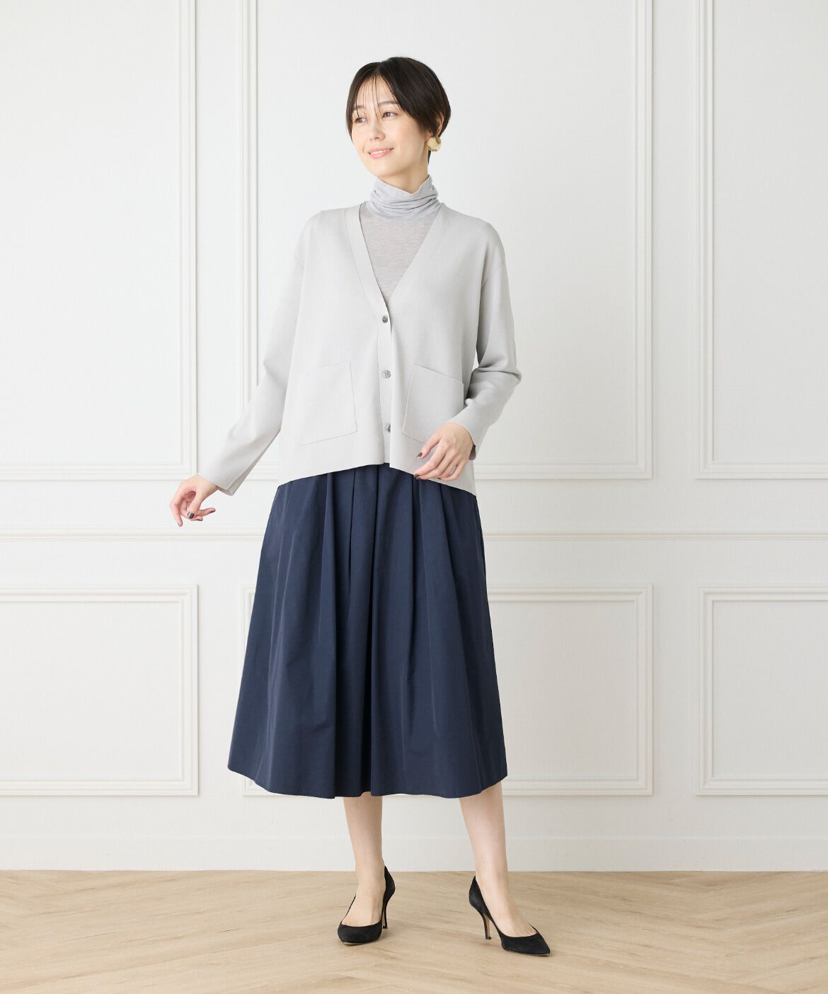 7-IDconcept.「《大きいサイズ》Vネックカーディガン」|カーディガン|