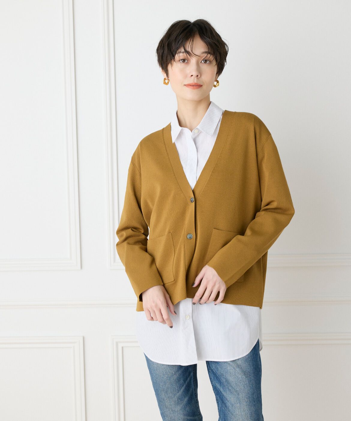 7-IDconcept.「《大きいサイズ》Vネックカーディガン」|カーディガン|