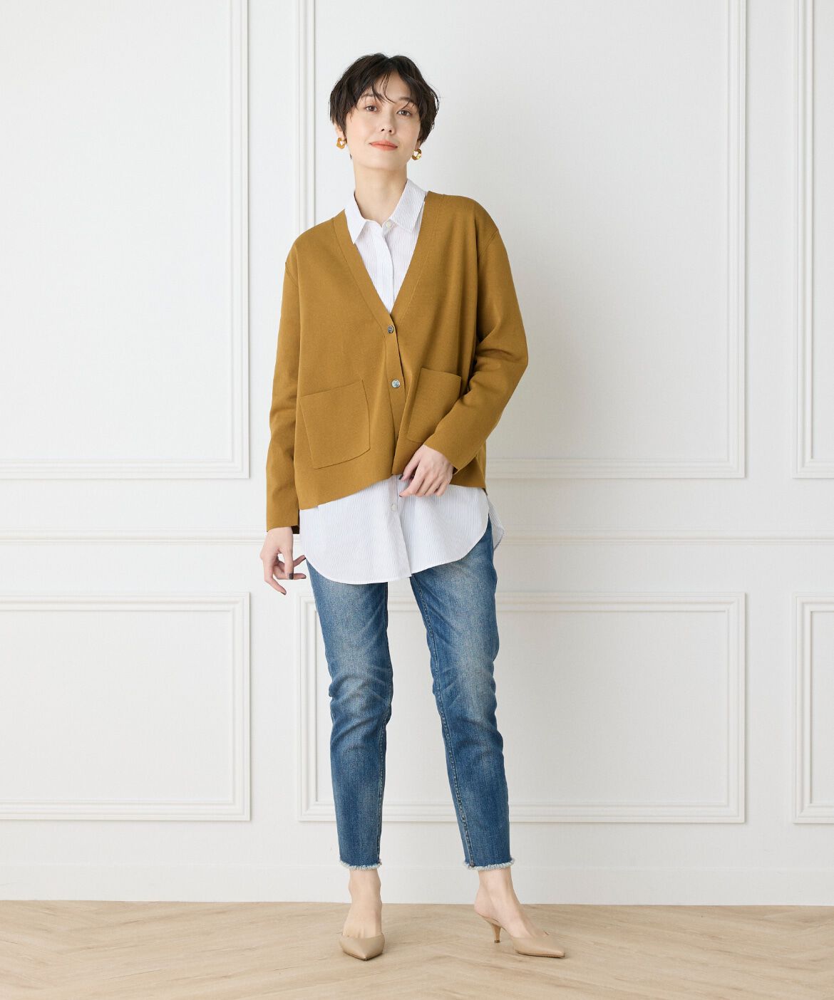 7-IDconcept.「《大きいサイズ》Vネックカーディガン」|カーディガン|