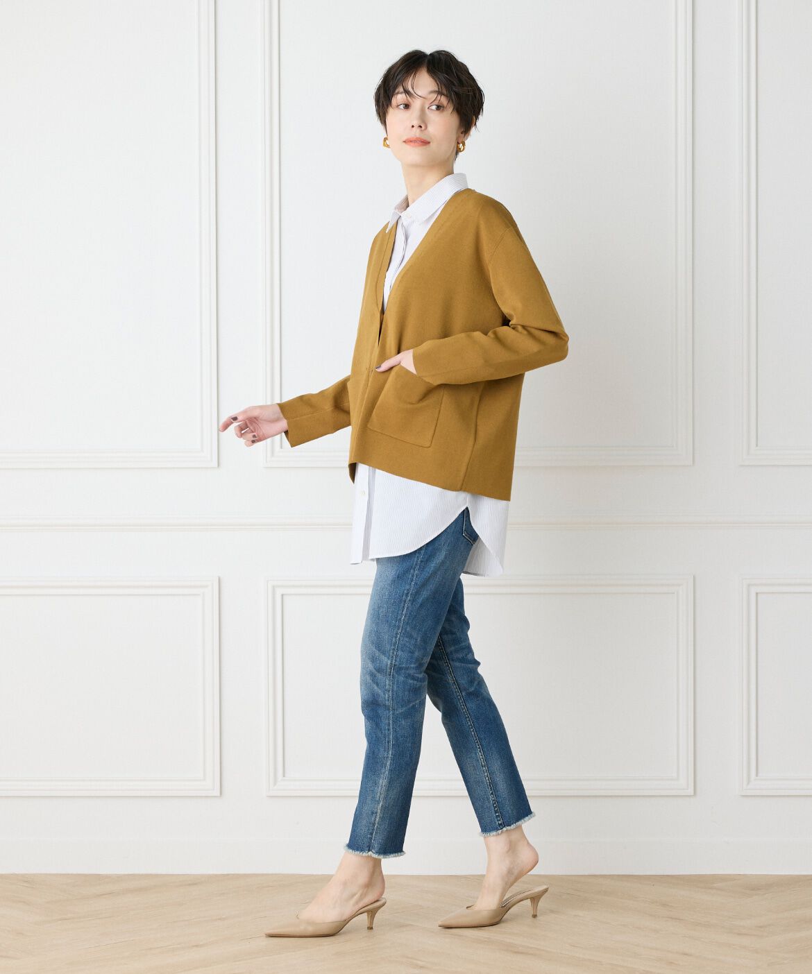 7-IDconcept.「《大きいサイズ》Vネックカーディガン」|カーディガン|