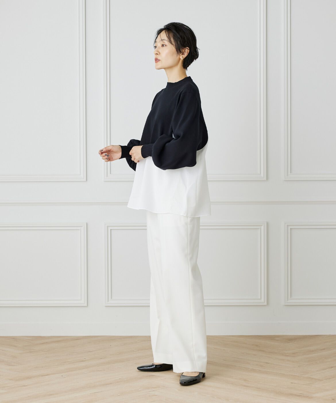 INED「《大きいサイズ》ドッキングニット」|ニット・セーター|