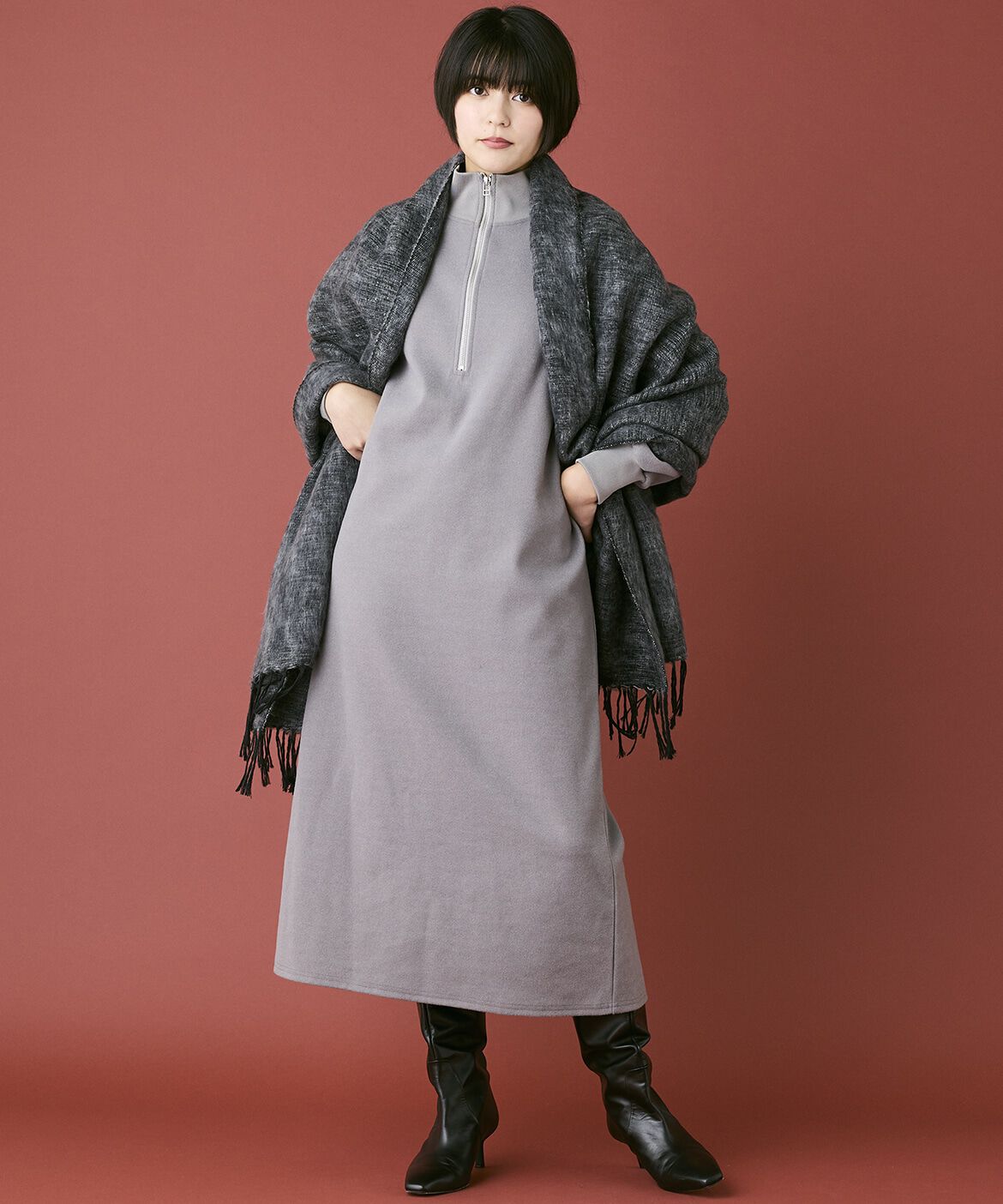 INED「《INED CLARO》ハンドウーヴンコットンアクリルショール」|ストール|