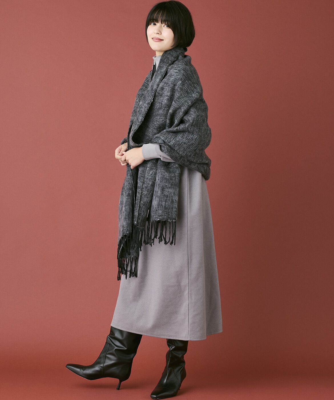 INED「《INED CLARO》ハンドウーヴンコットンアクリルショール」|ストール|