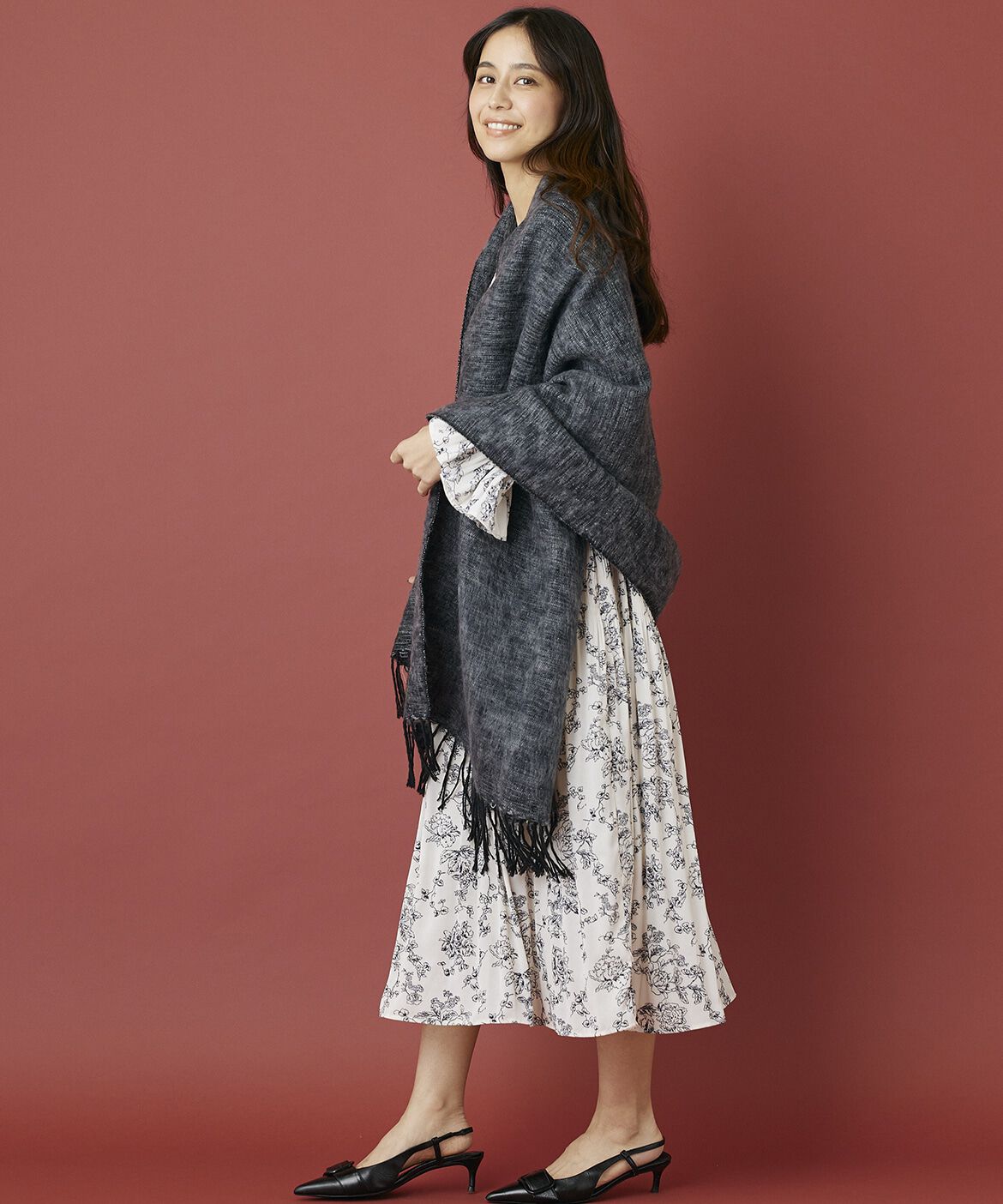 INED「《INED CLARO》ハンドウーヴンコットンアクリルショール」|ストール|