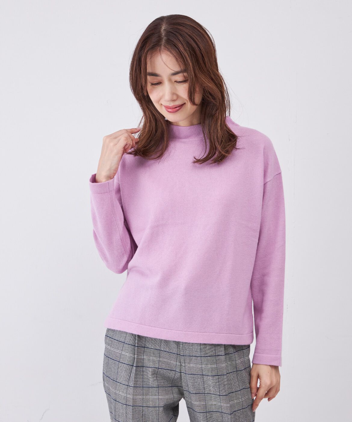 INED「モックネックプルオーバーニット」|ニット・セーター|ラベンダー7