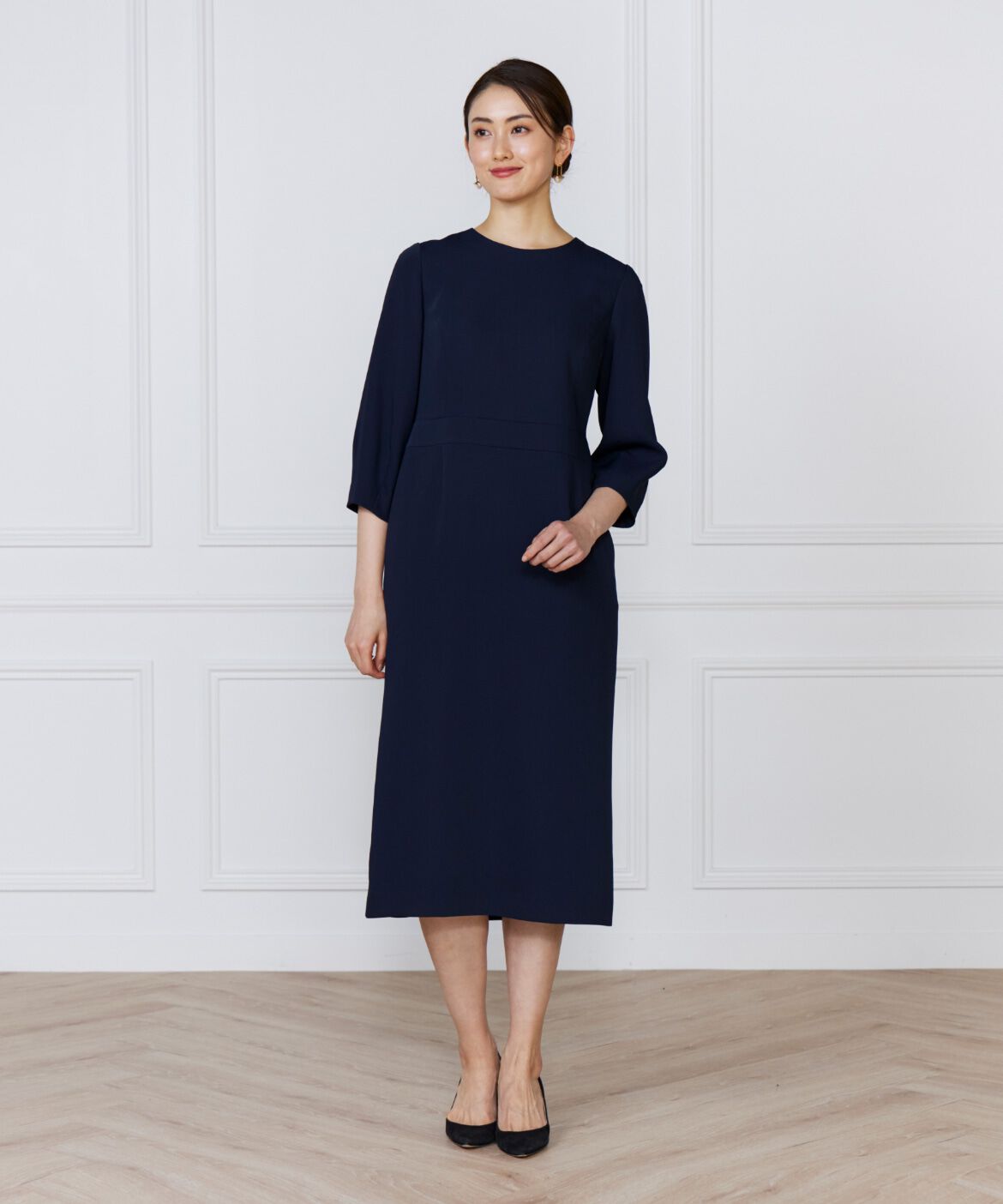 INED「《大きいサイズ》ハイウエストワンピース」|ワンピース|