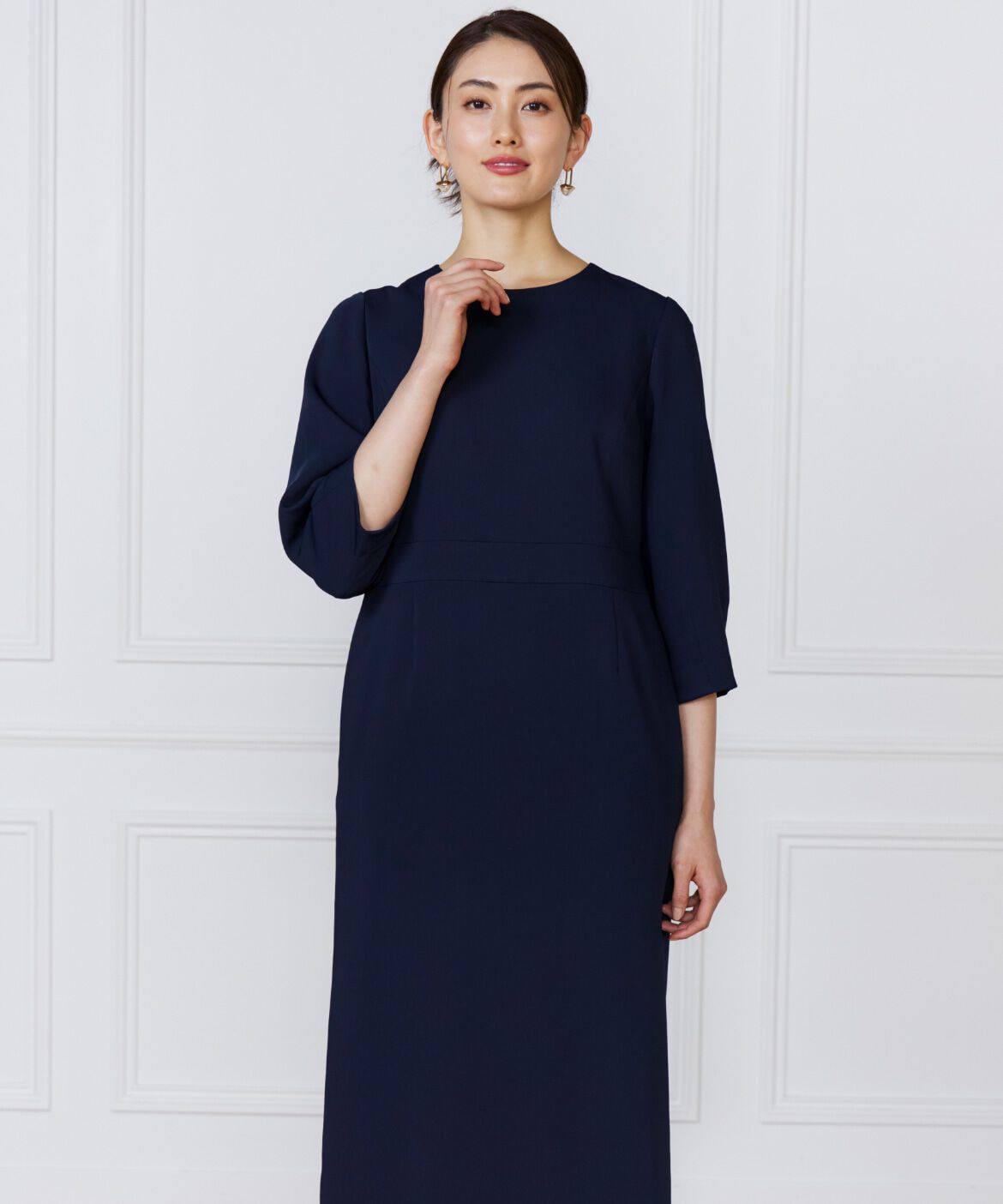 INED「《大きいサイズ》ハイウエストワンピース」|ワンピース|