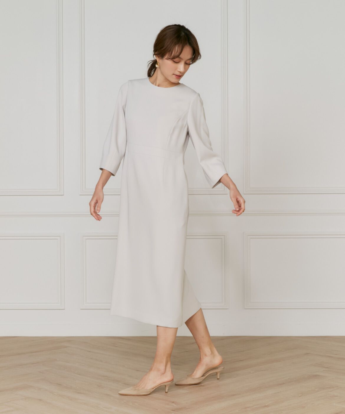 INED「《大きいサイズ》ハイウエストワンピース」|ワンピース|