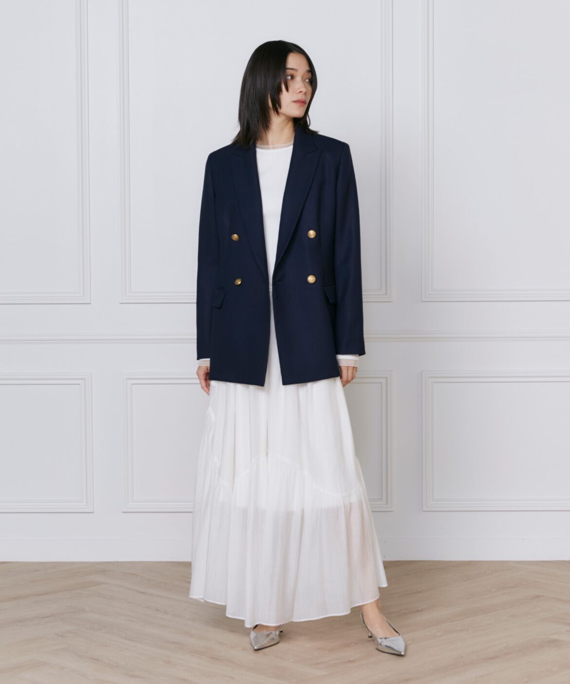 INED「《大きいサイズ》シアードッキングリブニット」|ニット・セーター|