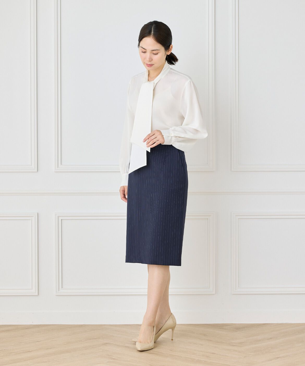 INED「《大きいサイズ》ペンシルスカート《CERRUTI》」|タイト|