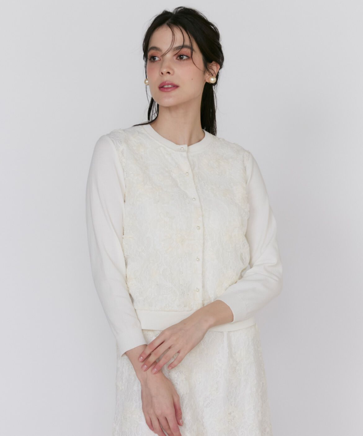 Maglie le cassetto「《大きいサイズ》3D刺繍レースカーディガン《Maglie White》」|カーディガン|