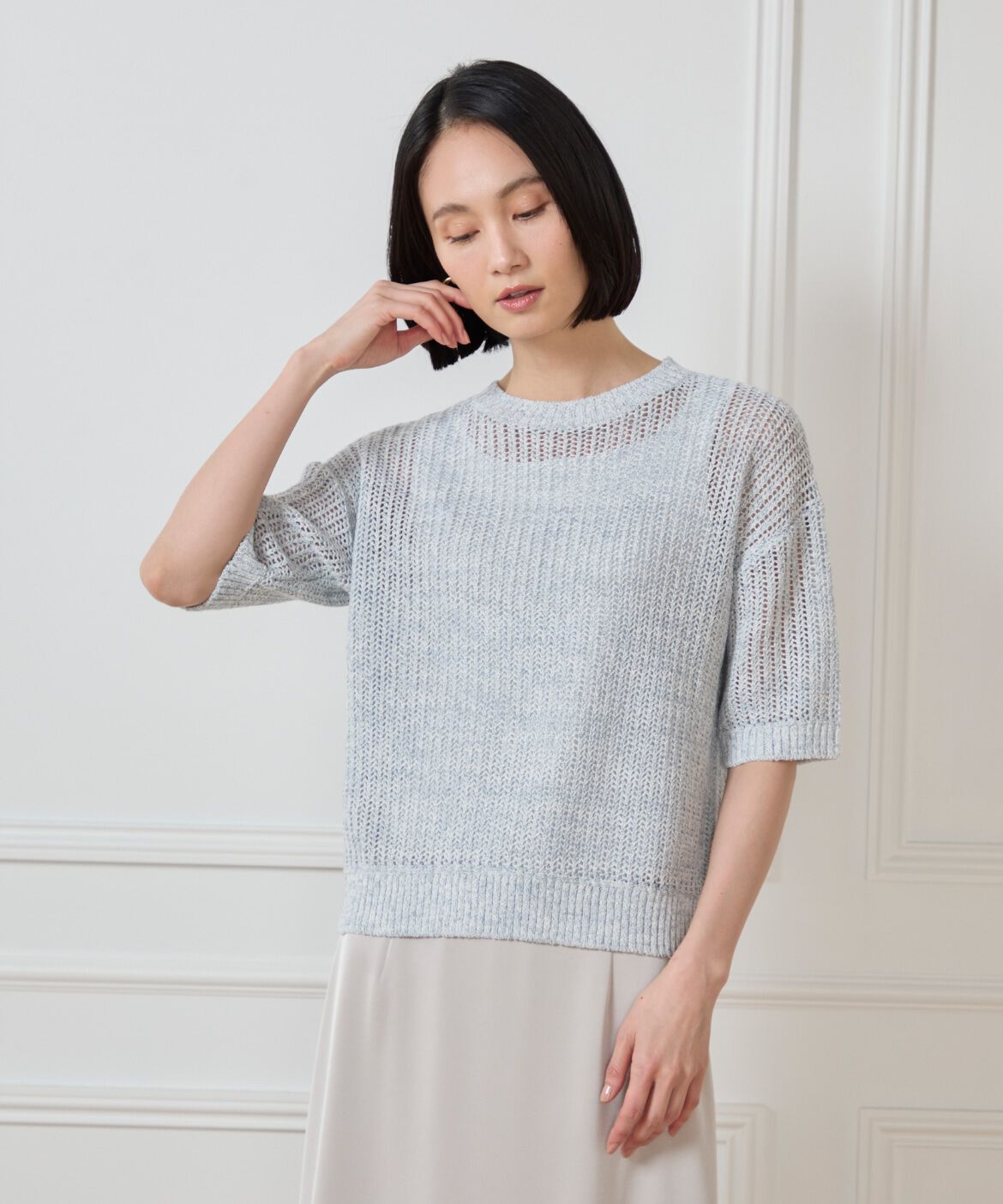 7-IDconcept.「ボックスシルエット透かし柄ニット」|ニット・セーター|