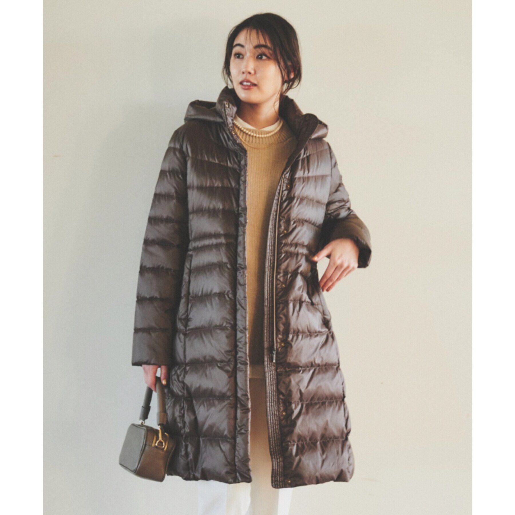 UNTITLED「【撥水/洗える/すっきり】ロング丈タフタダウンコート」|ダウン|