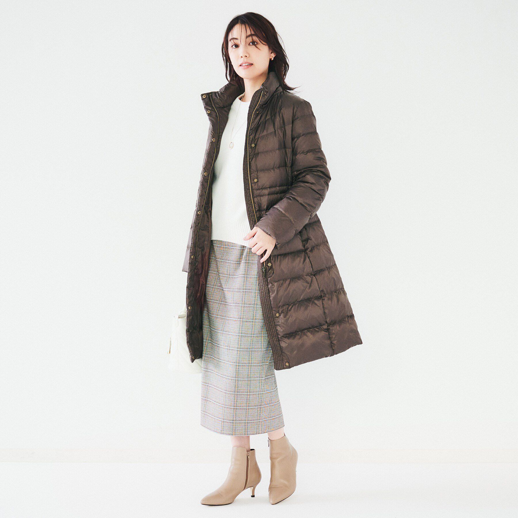 UNTITLED「【撥水/洗える/すっきり】ロング丈タフタダウンコート」|ダウン|