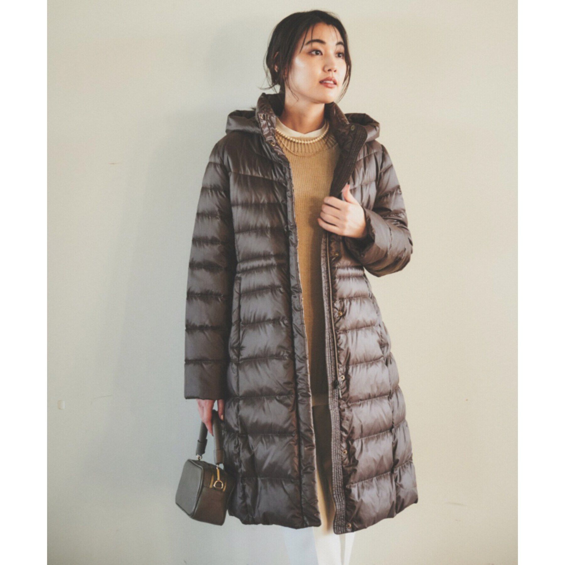 UNTITLED「【撥水/洗える/すっきり】ロング丈タフタダウンコート」|ダウン|ﾌﾞﾗｳﾝ(043)