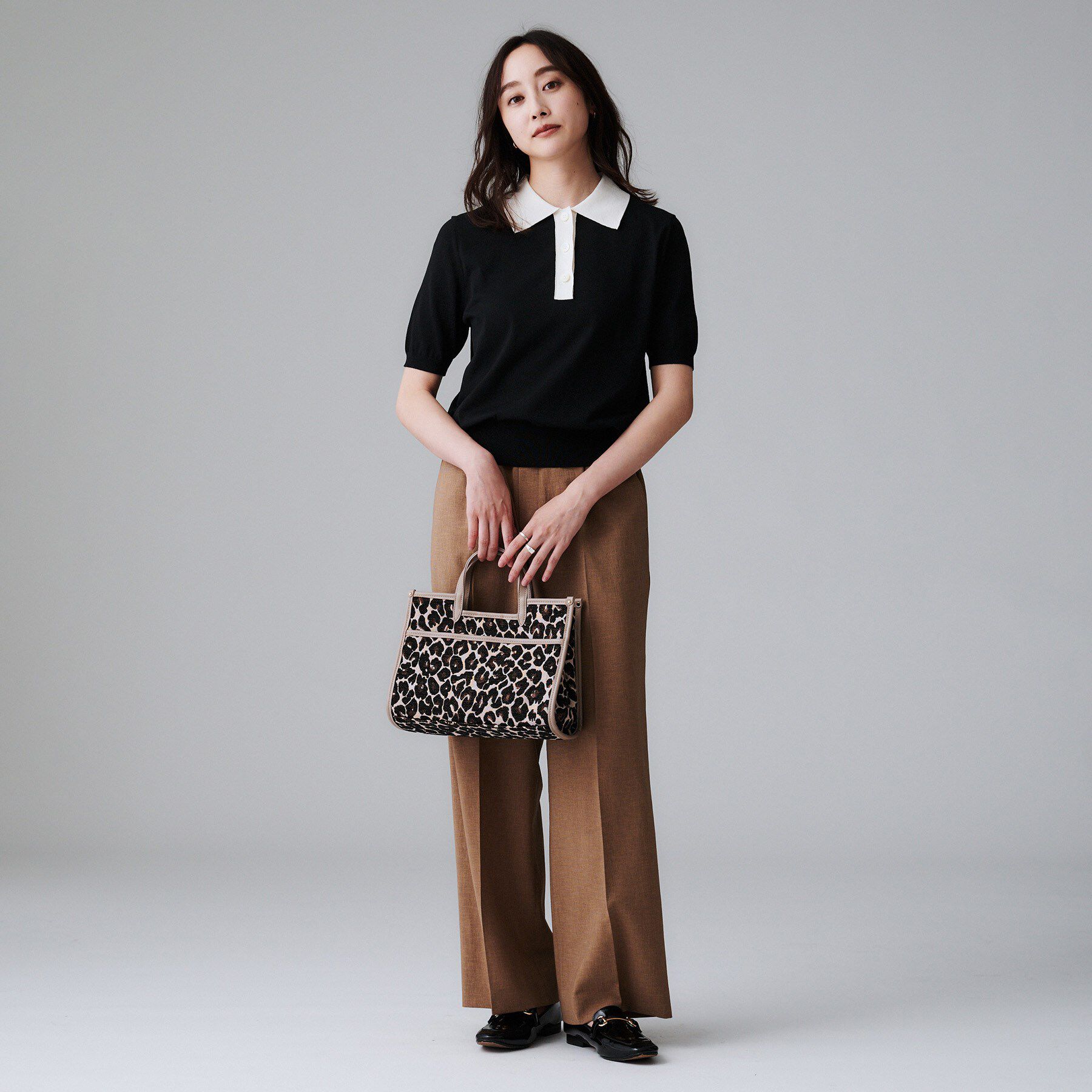 UNTITLED「【秋のトレンド/きれいめ】5分袖ポロニット」|ニット・セーター|