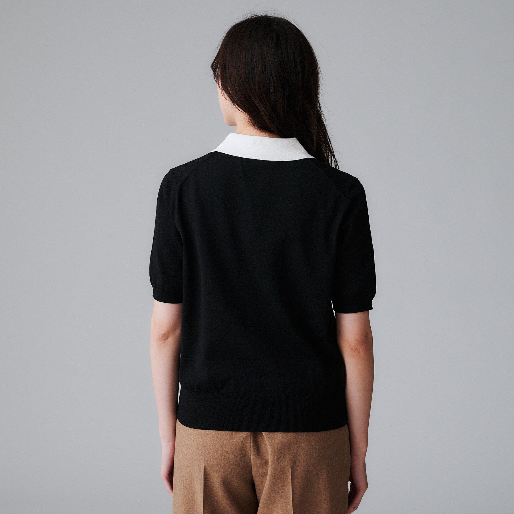 UNTITLED「【秋のトレンド/きれいめ】5分袖ポロニット」|ニット・セーター|