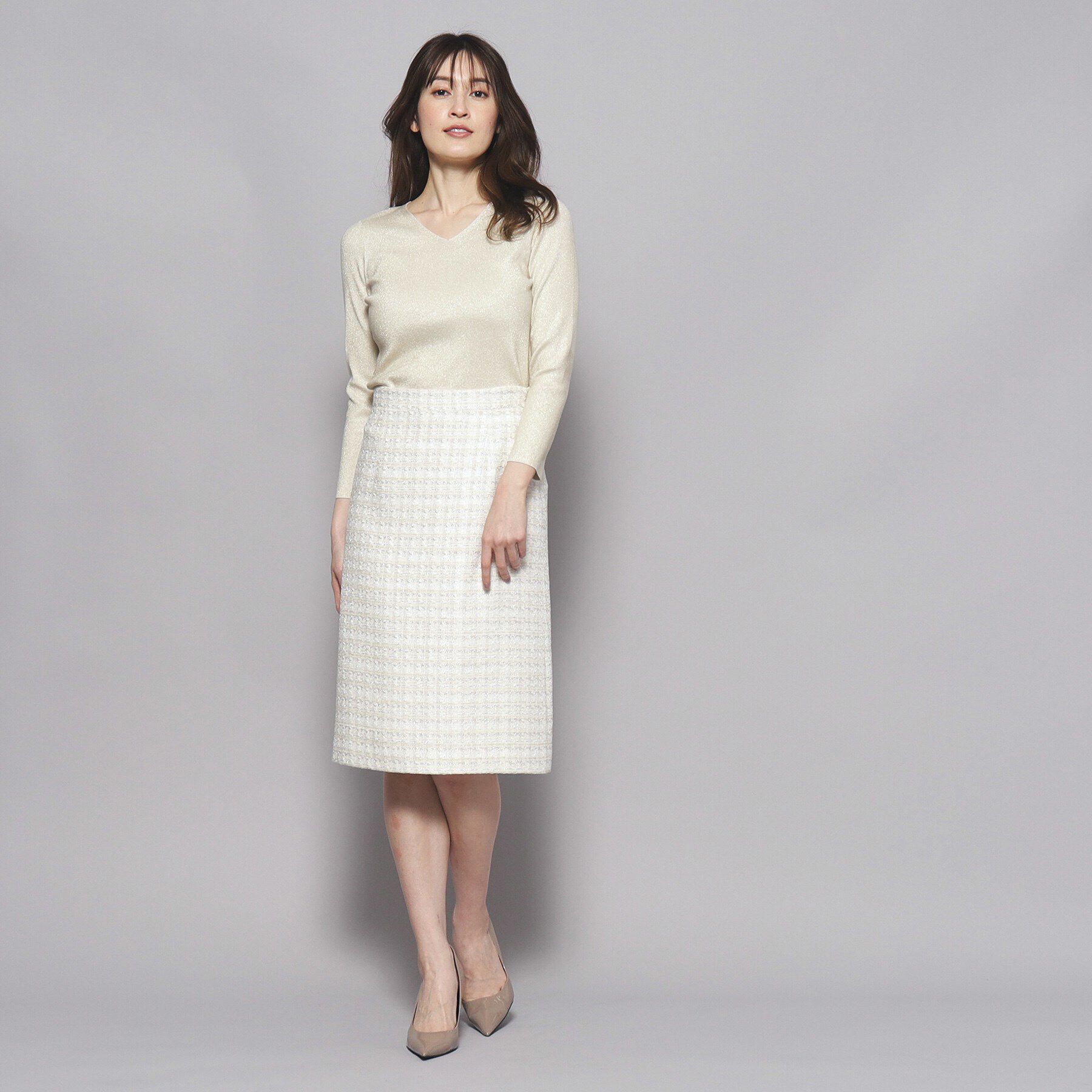 COUP DE CHANCE「【洗える／Vネック】華やかなラメ入りニットプルオーバー」|ニット・セーター|