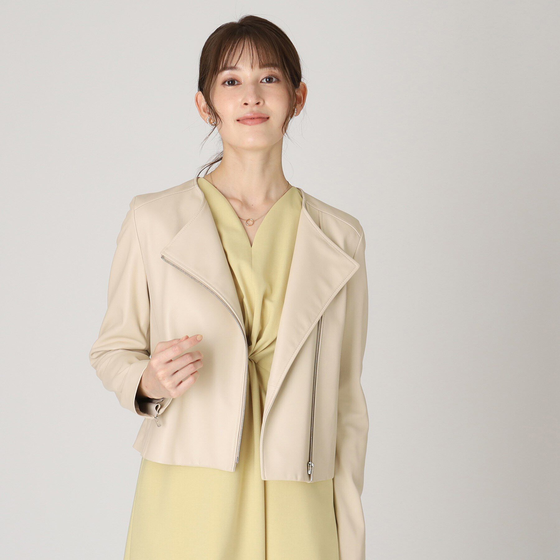 COUP DE CHANCE「【羊革】女性らしい雰囲気にこだわったレザーブルゾン」|ライダースジャケット|