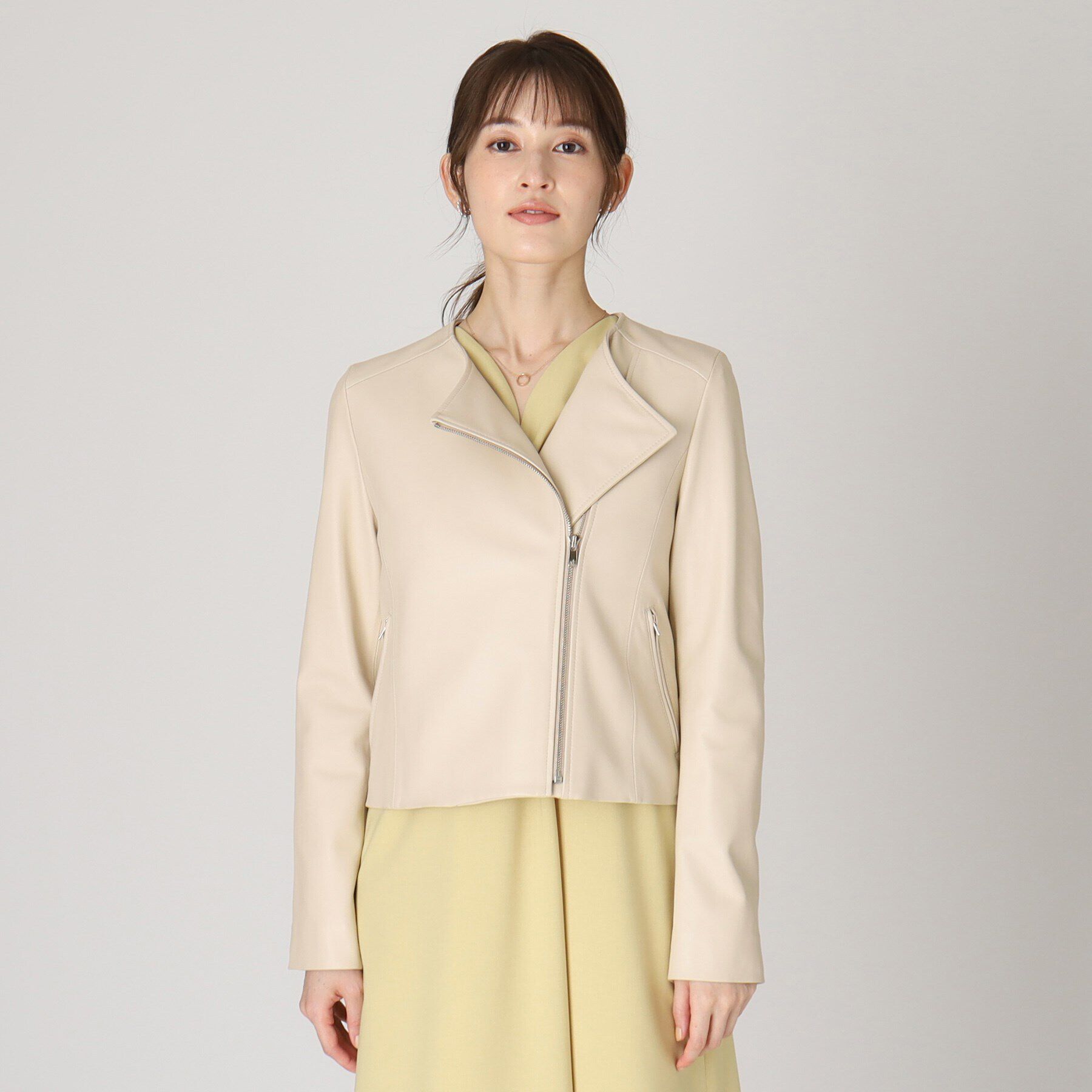 COUP DE CHANCE「【羊革】女性らしい雰囲気にこだわったレザーブルゾン」|ライダースジャケット|