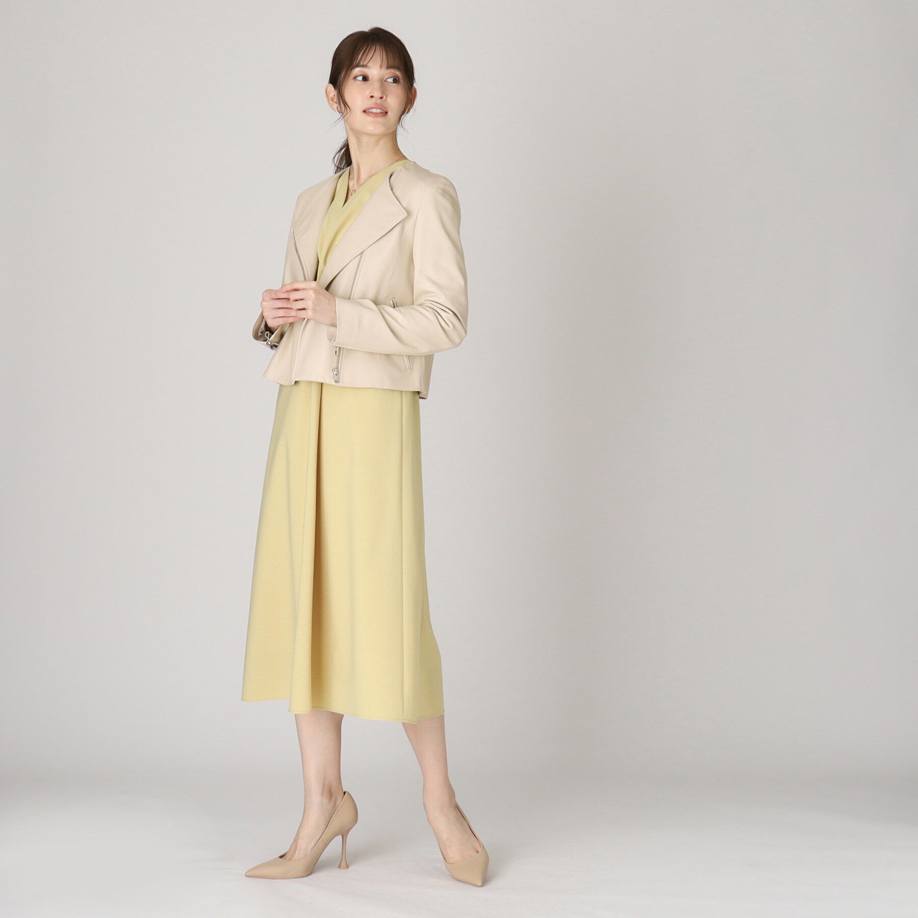 COUP DE CHANCE「【羊革】女性らしい雰囲気にこだわったレザーブルゾン」|ライダースジャケット|