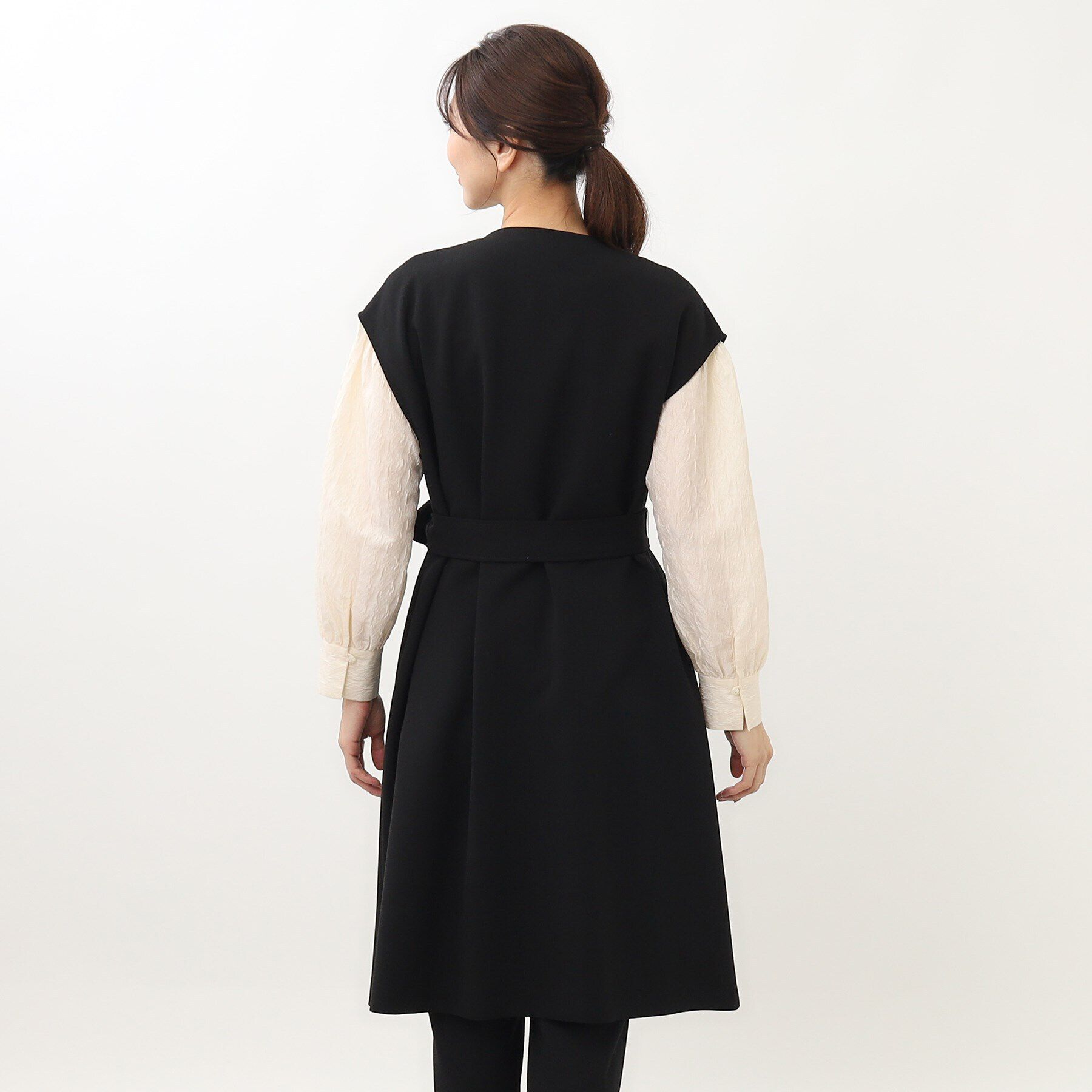 Reflect「【手洗い可】サッシュベルト付きロングジレ」|ベスト・ジレ|