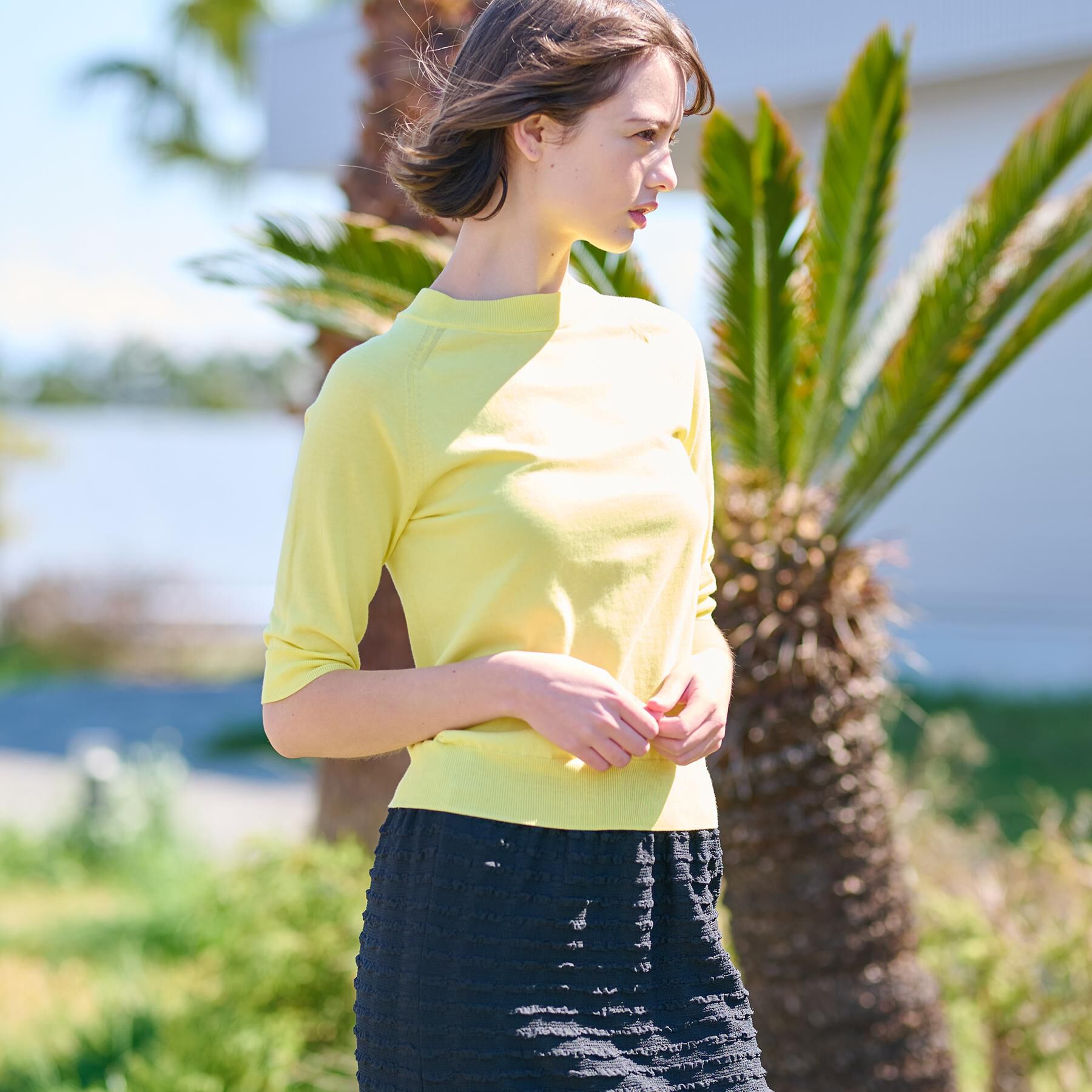 DRESSTERIOR「【定番/洗える】コットンシルク混ハーフスリーブ」|ニット・セーター|