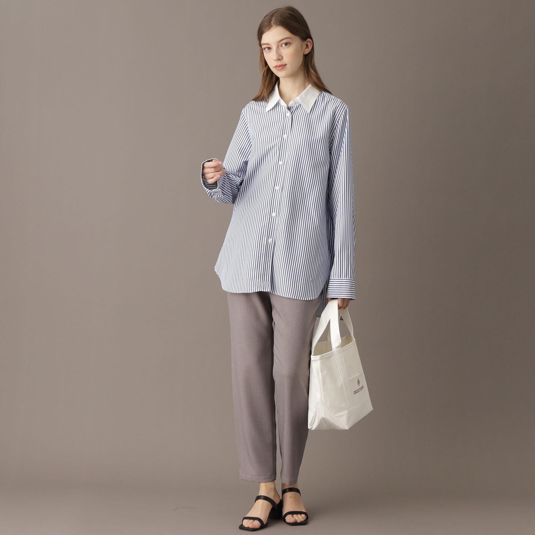 DRESSTERIOR「【洗える/ストライプ柄】オーバーシルエットクレリックシャツ」|シャツ・ブラウス|