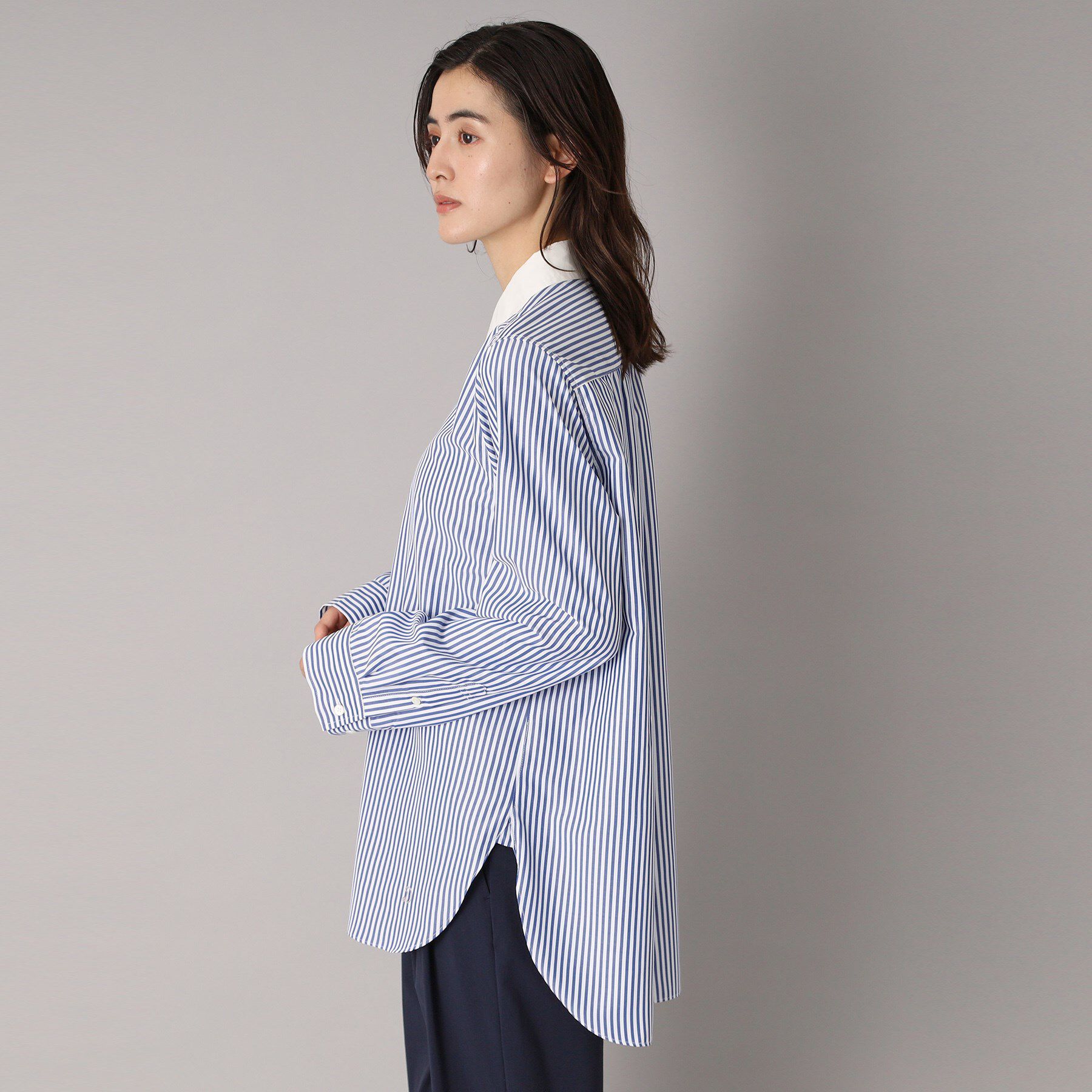 DRESSTERIOR「【洗える/ストライプ柄】オーバーシルエットクレリックシャツ」|シャツ・ブラウス|