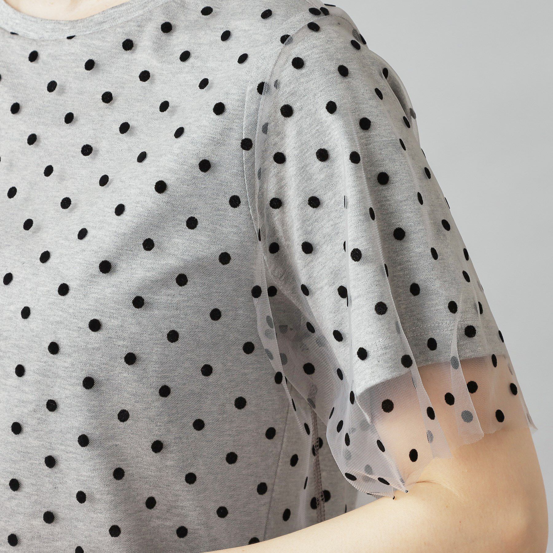 DRESSTERIOR「【洗える／シアー素材】ドットチュールレイヤードTシャツ」|Tシャツ・カットソー|