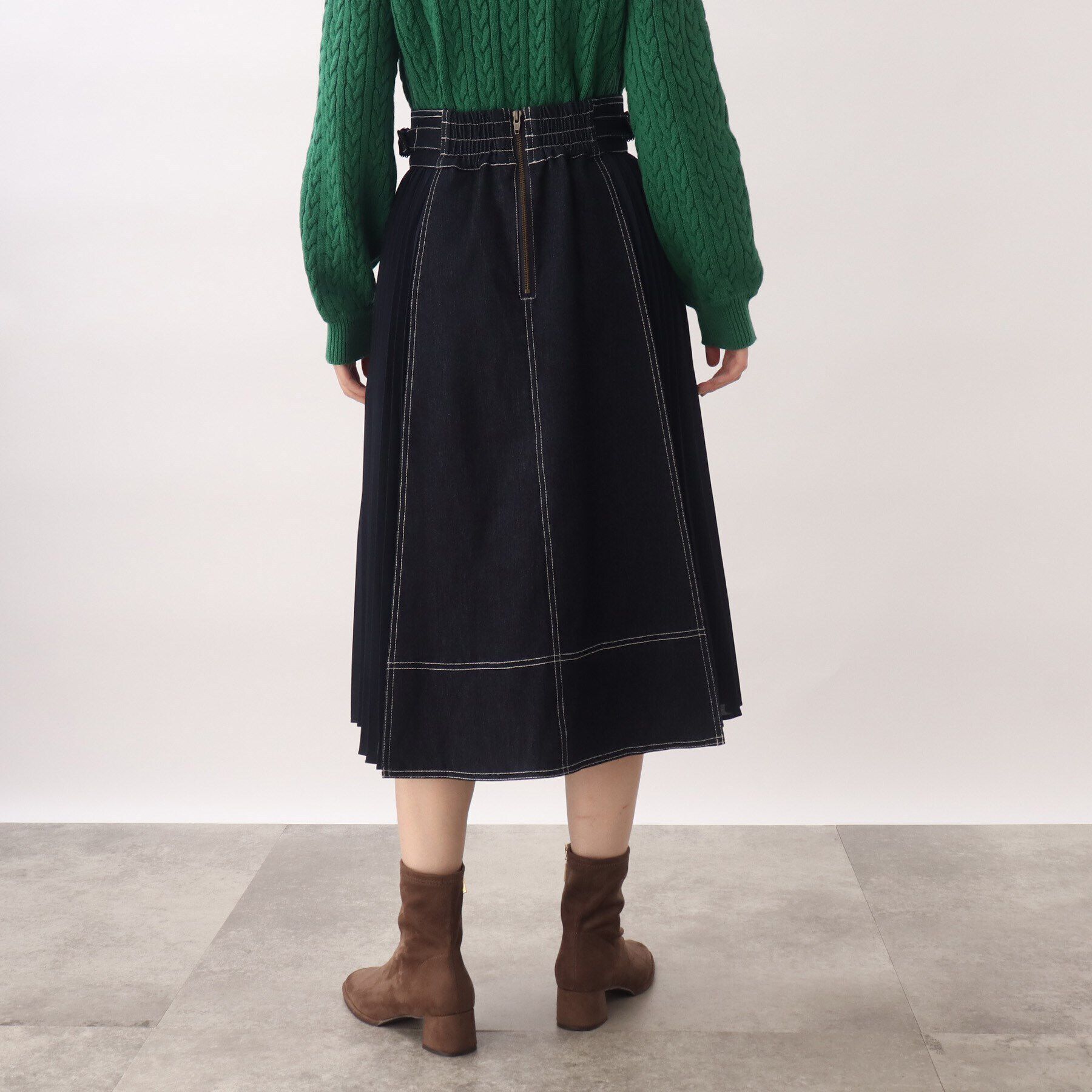 grove「グローブ人気のスカート！デニムサイドプリーツスカート」|スカート|