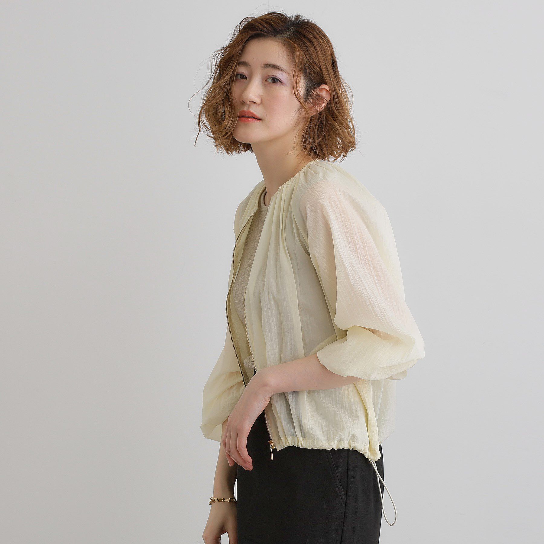 grove「【洗える】シアーナイロンギャザーブルゾン」|ブルゾン・スタジャン|