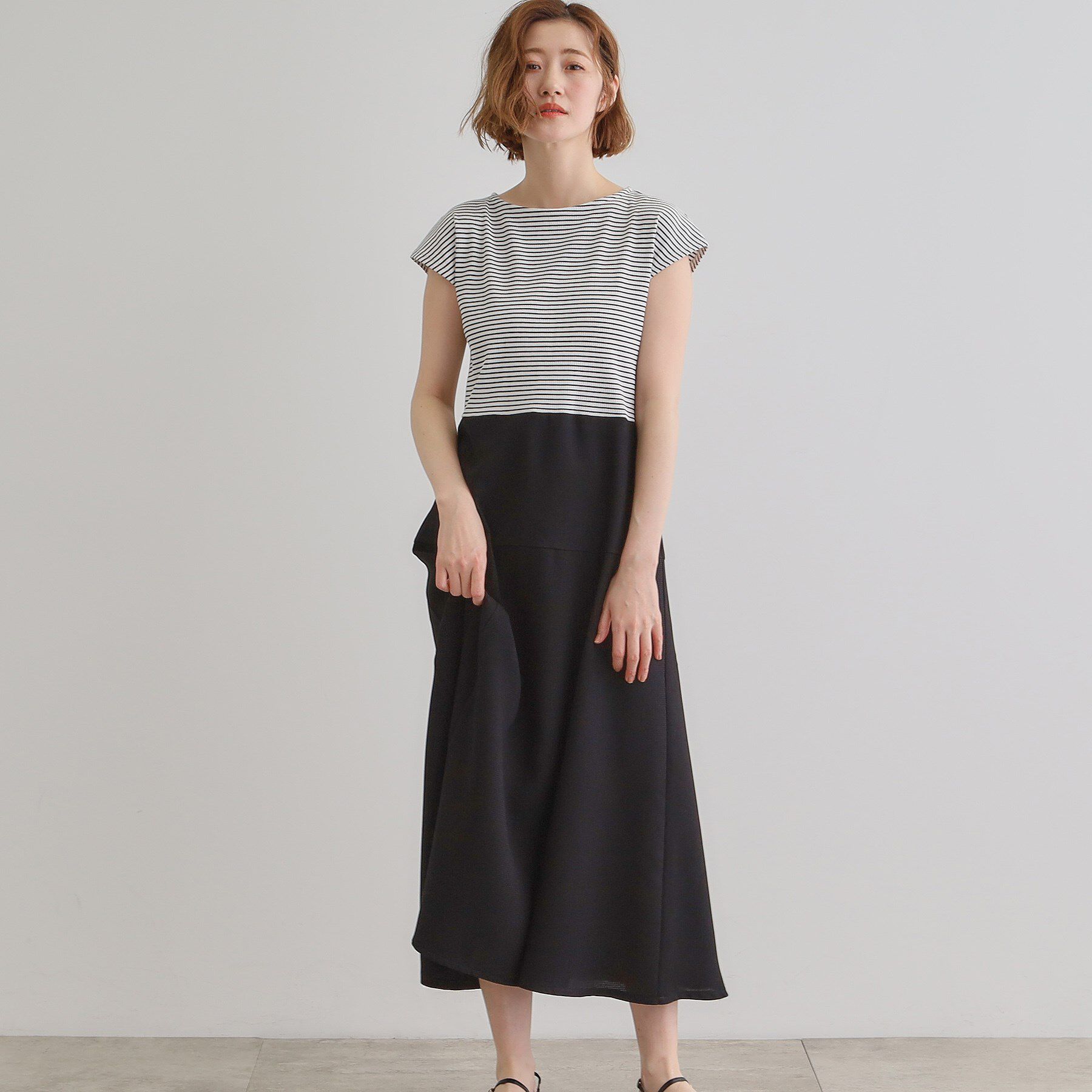 grove「美シルエットなドッキングフレア切替ワンピース」|ワンピース|オフ&times;ブラック(30