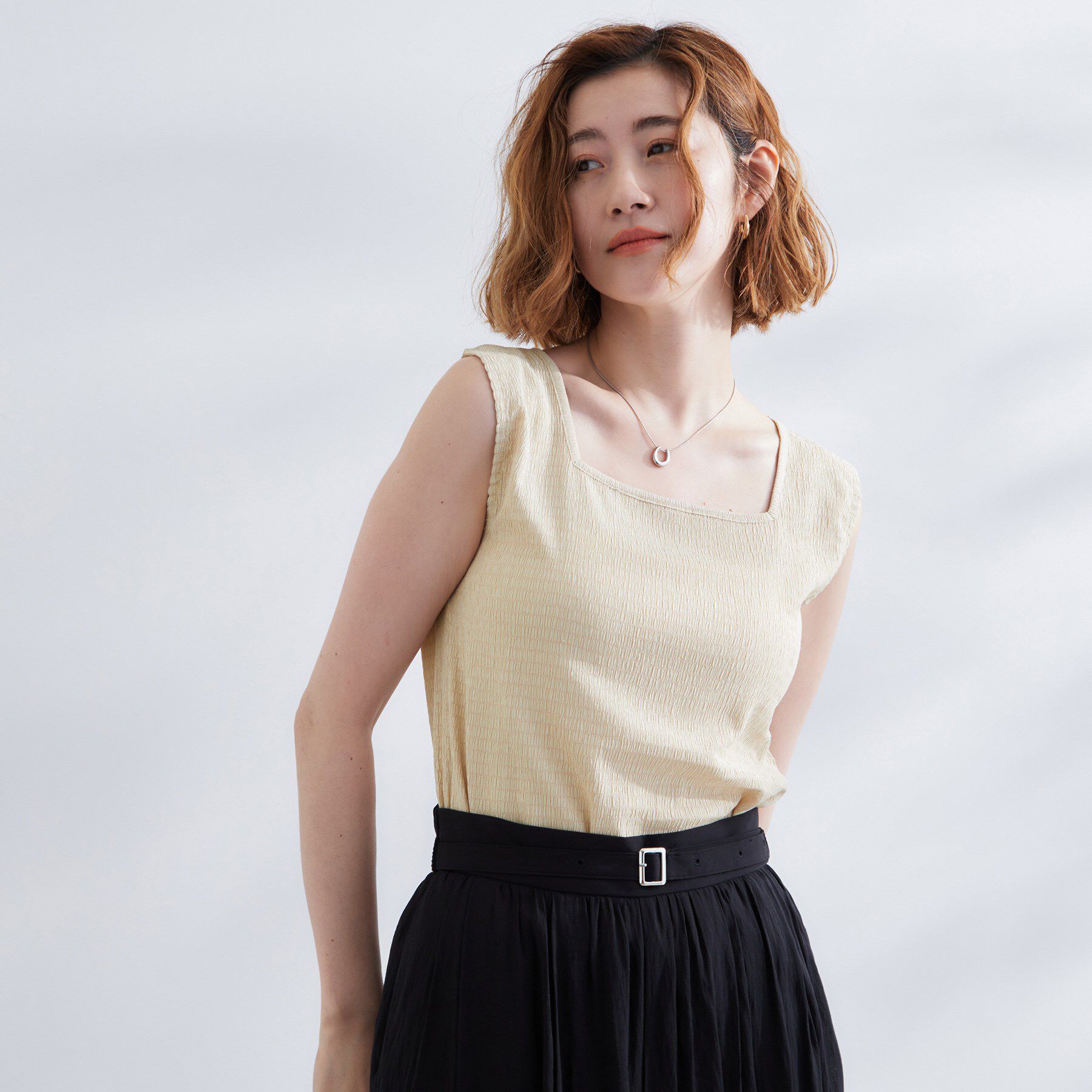 grove「ジャカードスクエアネックタンク」|キャミソール|ベージュ(052)