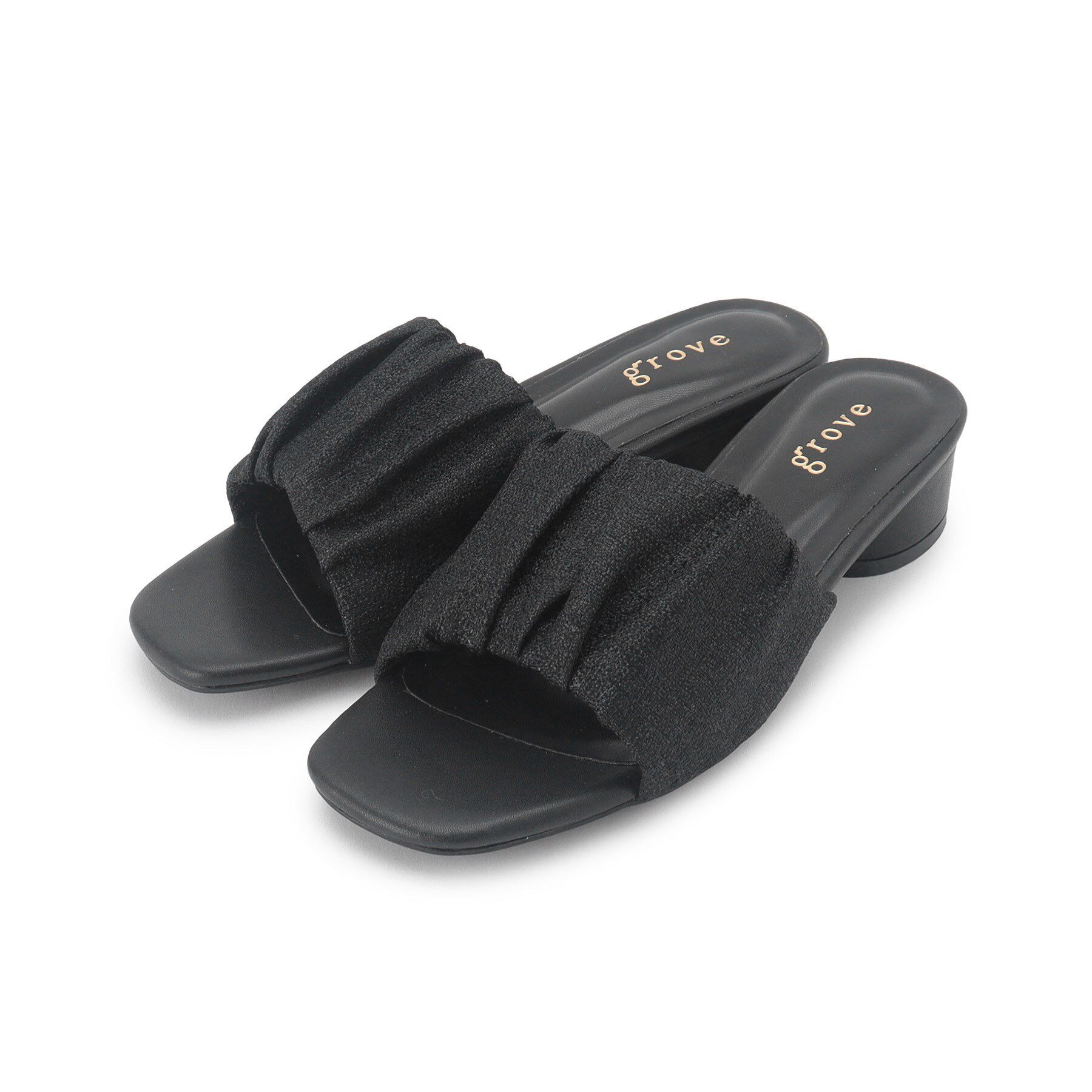 grove「ギャザーミュールサンダル」|サンダル|ブラック(019)