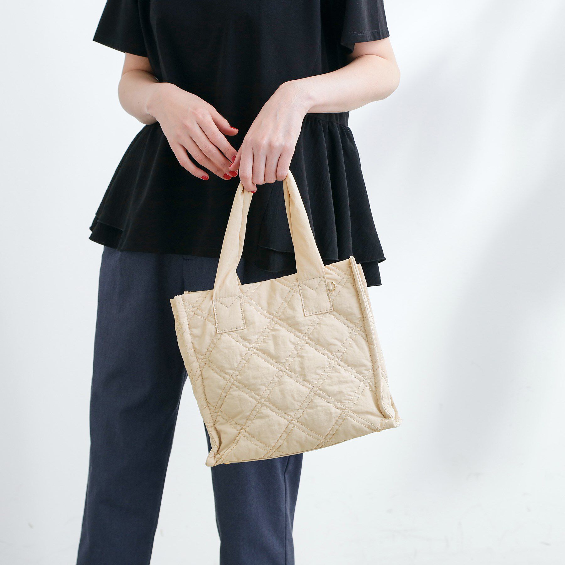 grove「【撥水】キルトスクエア2WAYトート」|トートバッグ|ライトベージュ(05