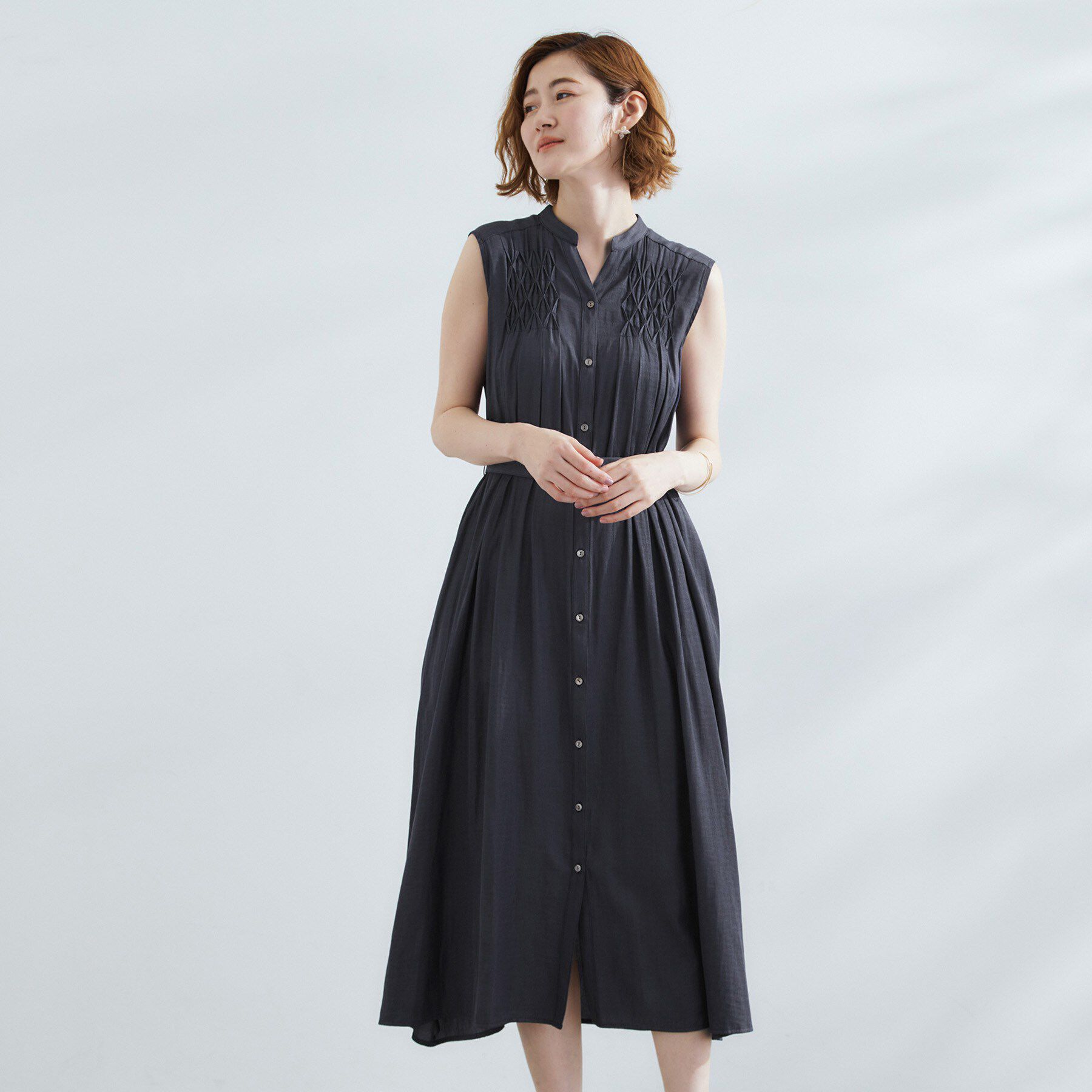 grove「シャンブレースモッキングワンピース」|ワンピース|ネイビー(094)