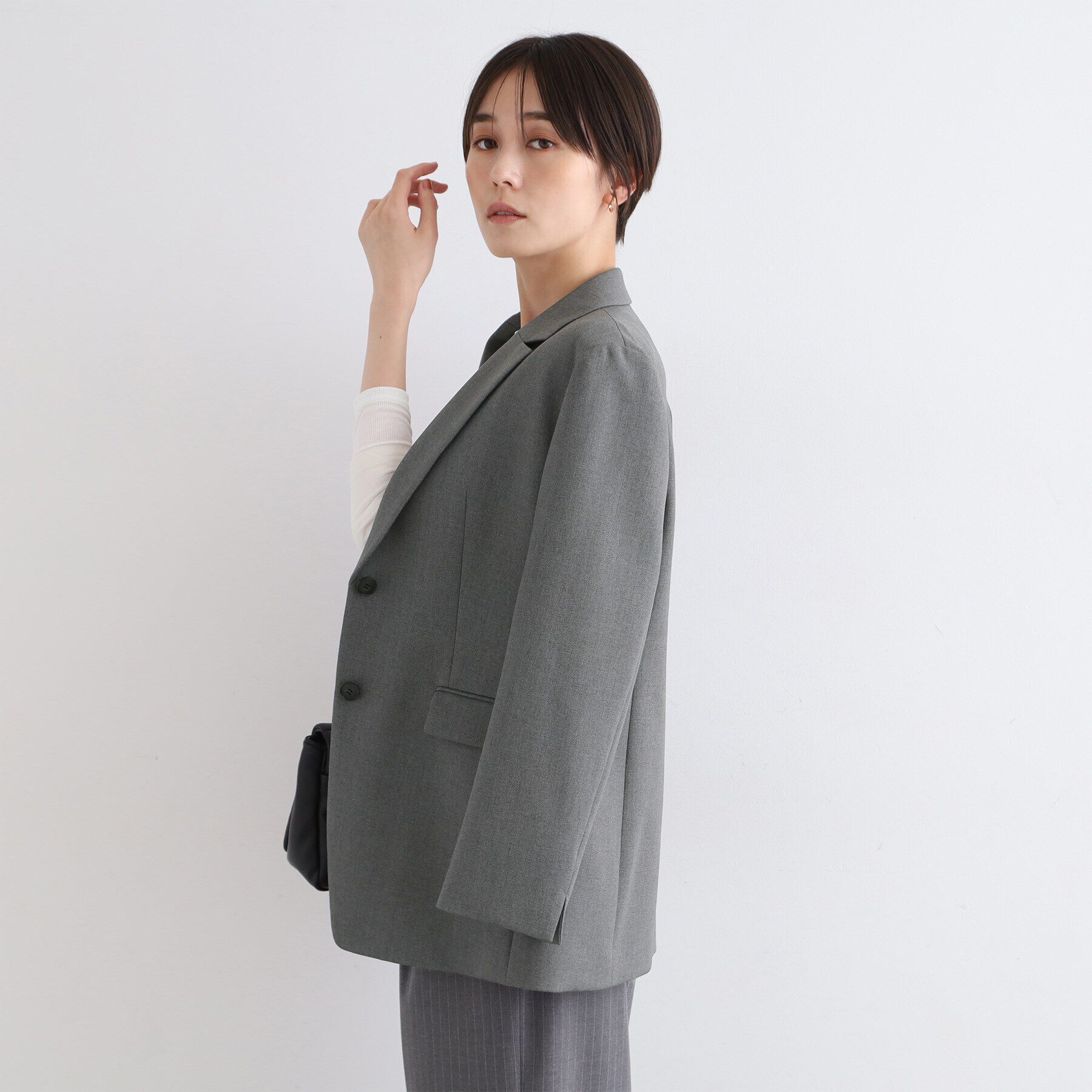 INDIVI「【新定番！／旬顔／洗える】オーバーシルエット テーラードカラージャケット」|テーラードジャケット|