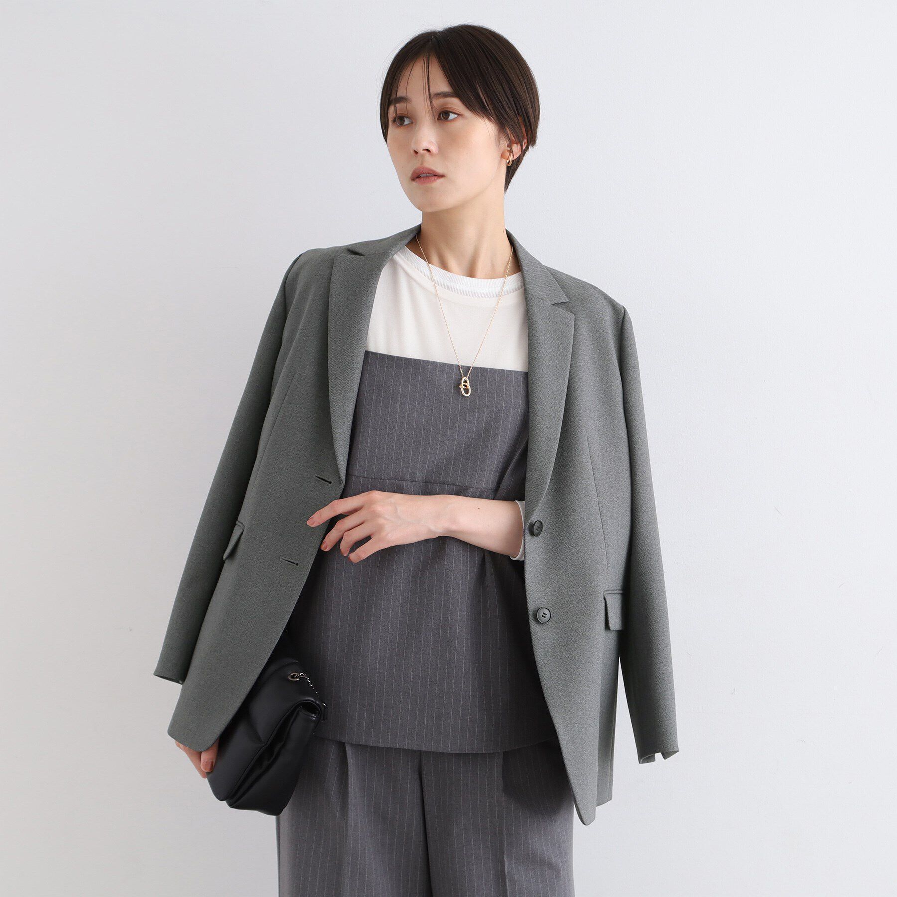 INDIVI「【新定番！／旬顔／洗える】オーバーシルエット テーラードカラージャケット」|テーラードジャケット|チャコールグレー(9