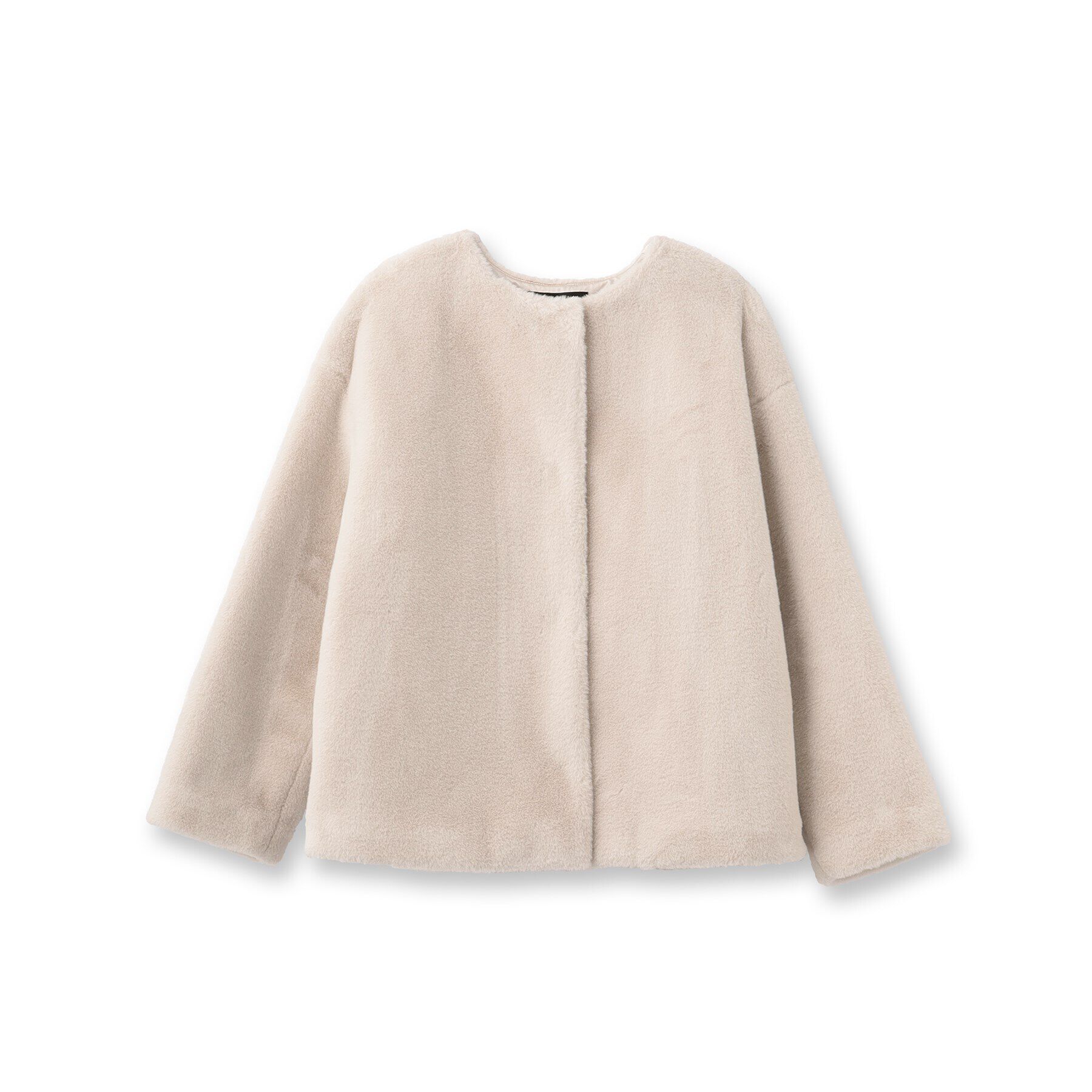 INDIVI「【トレンドコート】大人フェイクファーコート」|ノーカラーコート|